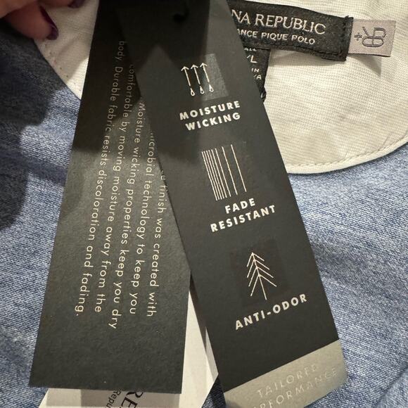 NWT Banana Republic Light Blue Performance Pique Polo Chest Pocket Size XXL TALL - Picture 9 of 9